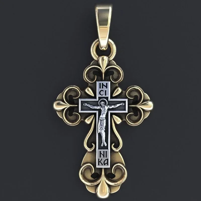 

3g 3D Cross With A Crucifix In Jesus Gold Pendant Customized 925 Solid Sterling Silver Pendant