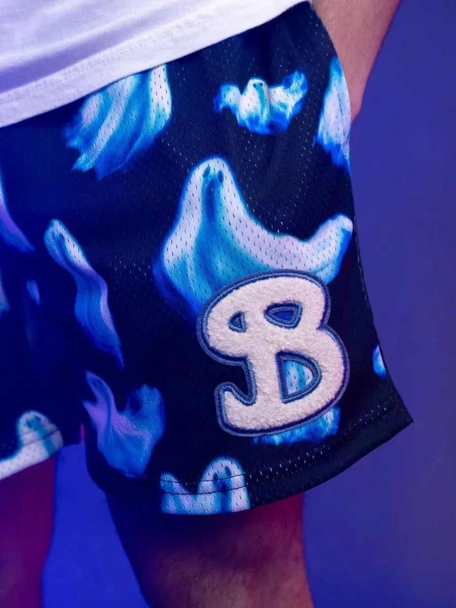 

Американский модный бренд BKTSQD, шорты в стиле призрака для мужчин, для спорта и отдыха, быстросохнущие сетчатые четырехточечные велосипедные баскетбольные шорты p