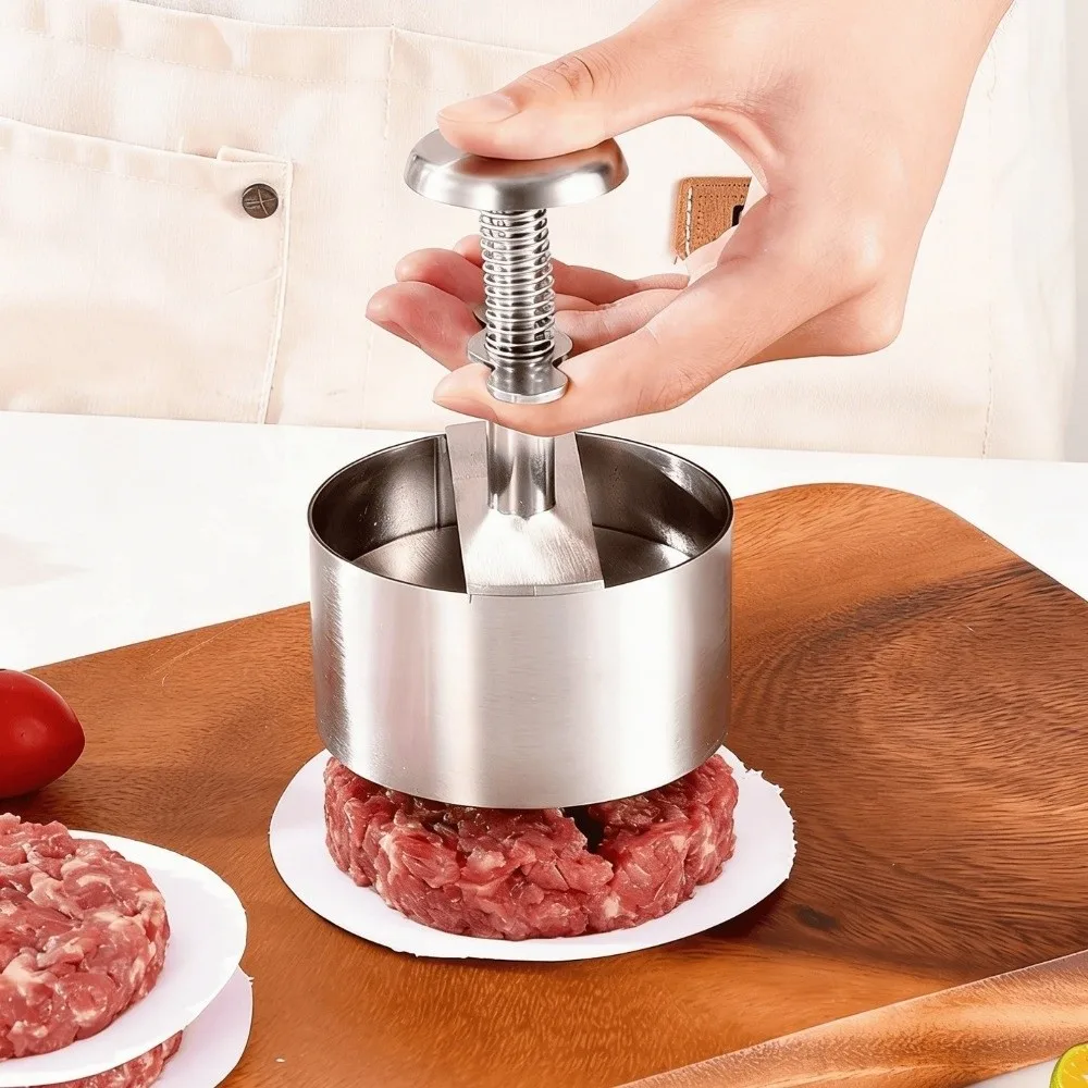 Durable Stainless Steel Burger Press Round 8/10/12 cm Patty Making Mold Kitchen Tool Non Stick Hamburger Patty Maker Kitchen Use
