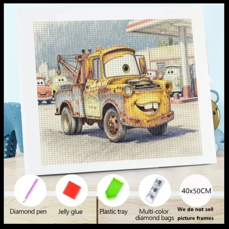 

1 шт. 5D DIY Набор алмазной живописи, Disney Pixar Cars Tow Mater Rusty Tow Truck Cartoon Character Full Drill Crystal Art для детей и