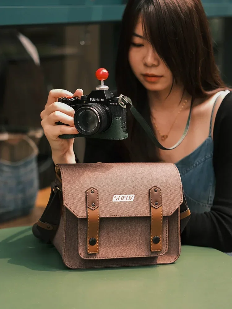 Handmade for Fuji canon Nikon Sony one shoulder waterproof camera bag mirrorless camera genuine leather professional bag