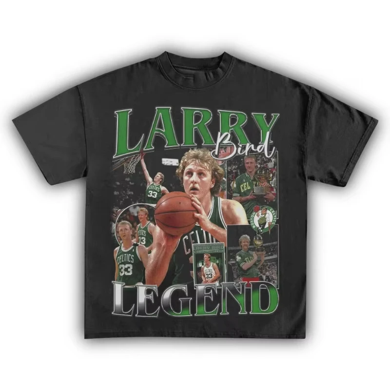 

Larry Bird Basketball Graphic Cotton T-shirt Women Unisex Fans Essentials Short Sleeve Retro Top Summer Fashion Luxury Brand Tee