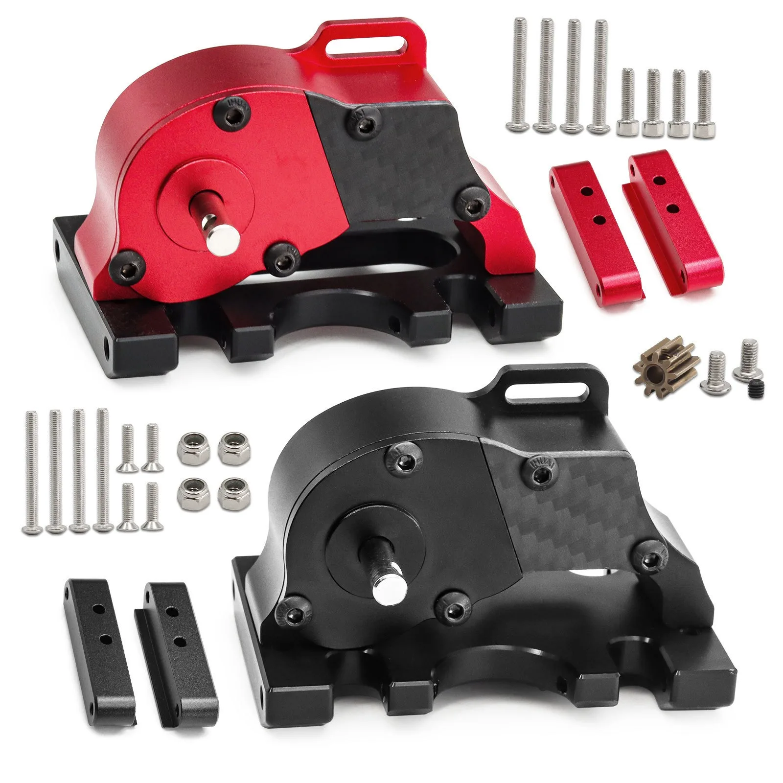 

1/10 LCG Metal Transmission D271 Aluminum+Carbon Fiber Gearbox for SCX10/TRX4/RC4WD Crawler Upgrade (Red/Black)