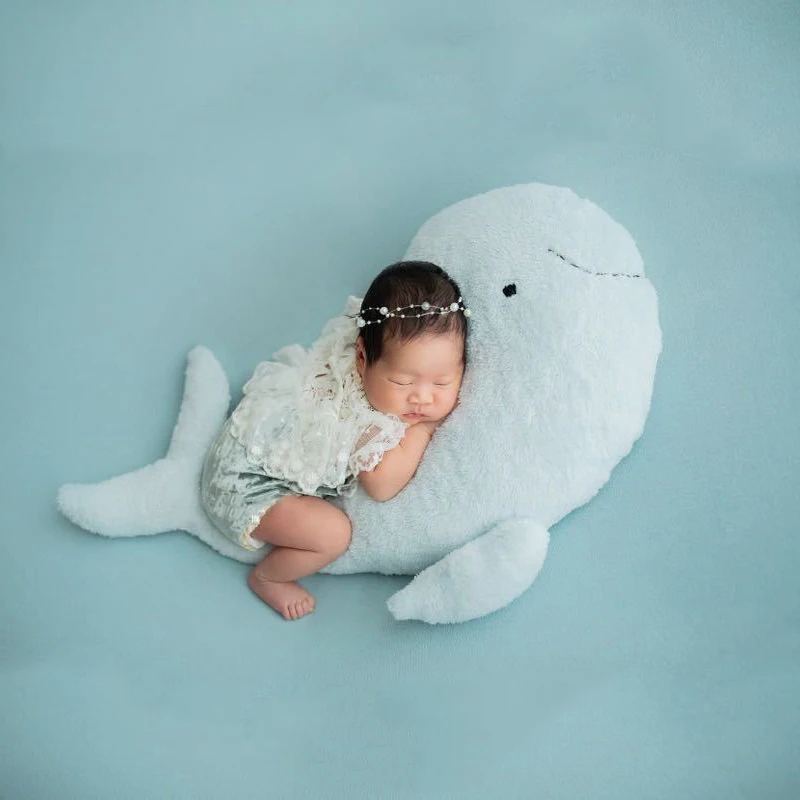 Newborn Baby Photography Clothing Swan Posing Pillow Horse Dino Whale Doll Infant Photo Props Tulle Dress Outfits Cushion Posing