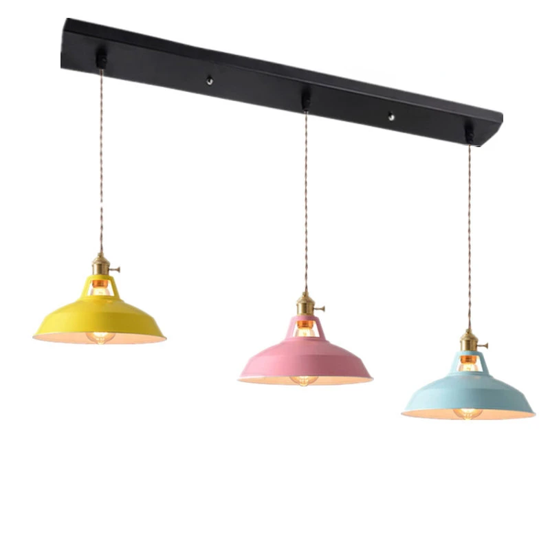 Pendant Light Retro Industrial Colorful Chandeliers Restaurant Kitchen Home Ceiling Vintage Hanging Lamp Lampshade Decorative