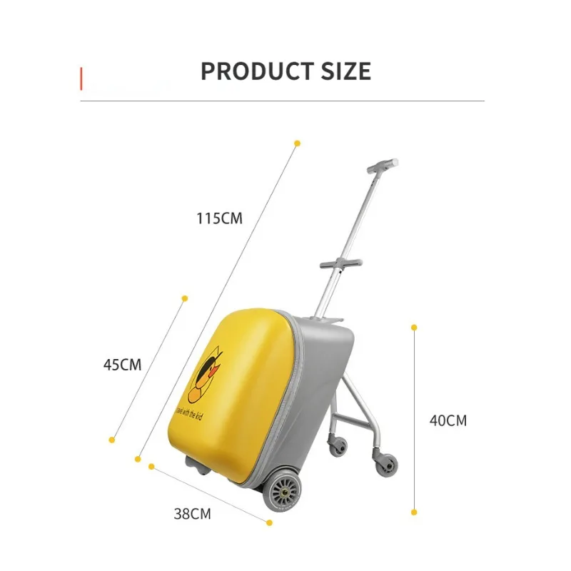 New Kids Luggage with Portable Seat Design for Child Carry on Suitcase Fashion Trolley Case 20 Inch Luggage Sat Boarding Box