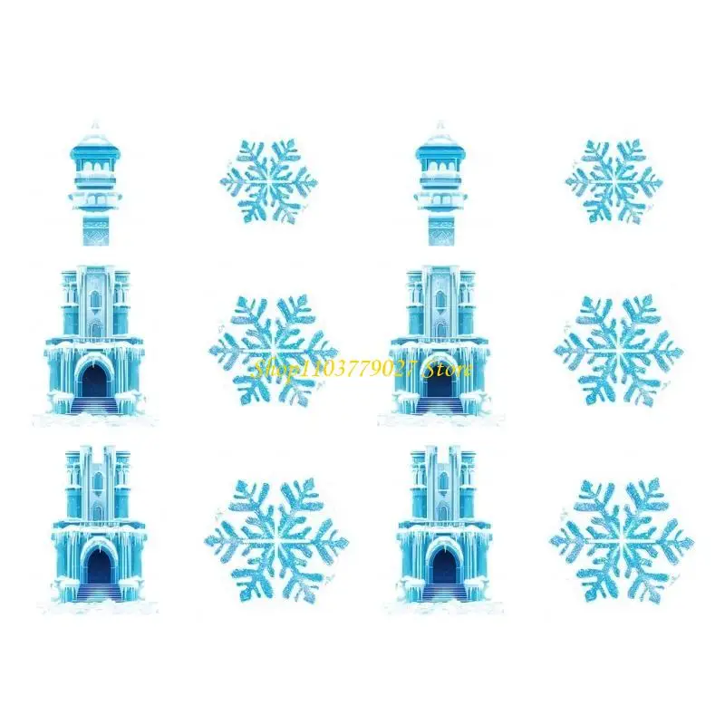 C4DF أنيقة 3 مستويات ثلج Snowflake حامل كب كيك للتجمعات الموسمية العطلة رف الكعكة المنزلية