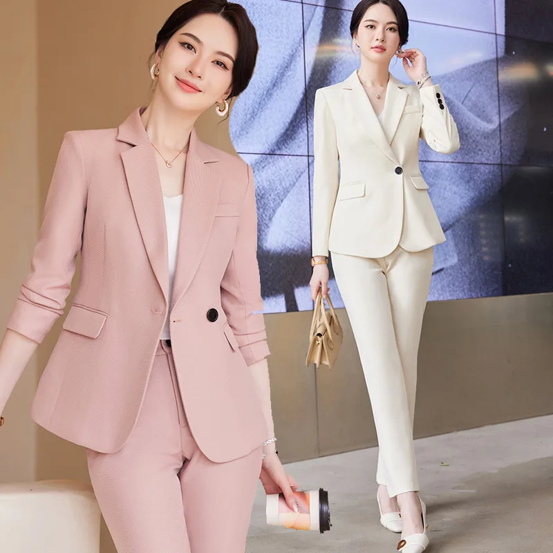 

High-End and Fashionable Small Suit Outfit Female Fashionable Stylish 2023 New Casual Pink Business Wear Temperament Goddess Sty