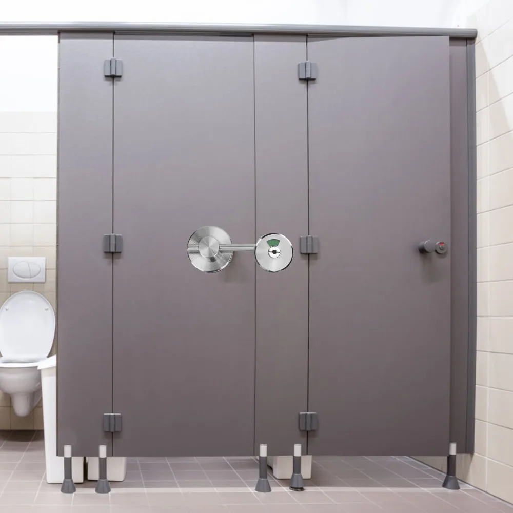 

Silver Public Restroom Partition Lock Stainless Steel 110 x 52 mm Occupied Vacant Bathroom Latch Washroom Door Lock Fittings