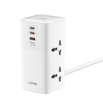 LDNIO Tower Multi Tap Cube Power Strip 70W Charging Stations 4 Outlet Line Filter UK US…