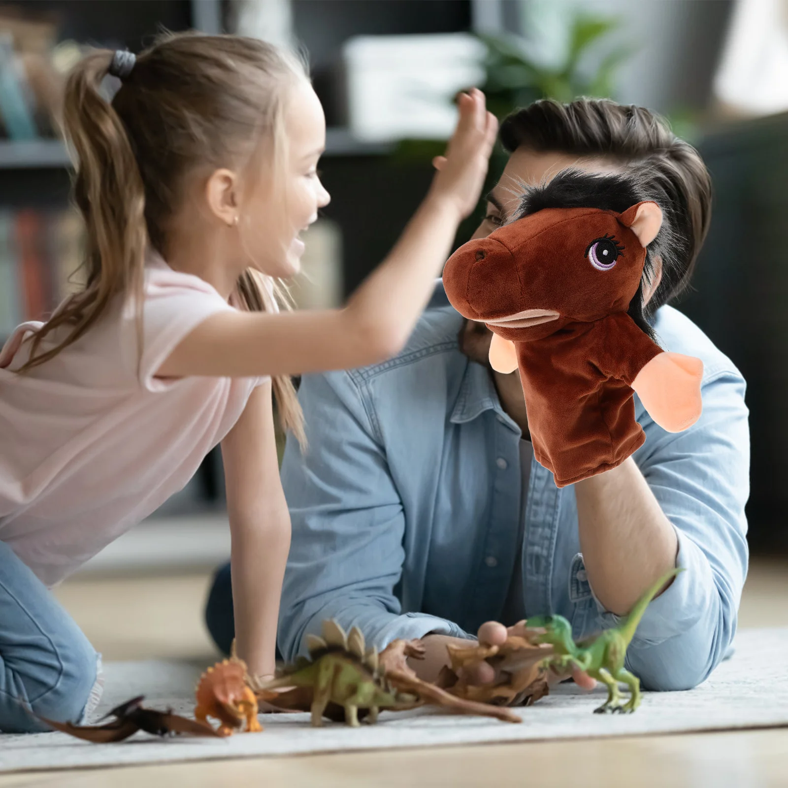 Stofftier-Handpuppe, Pferd, Plüsch mit beweglichem Mund, Geschichtenerzählung, Strumpffüller für Babys