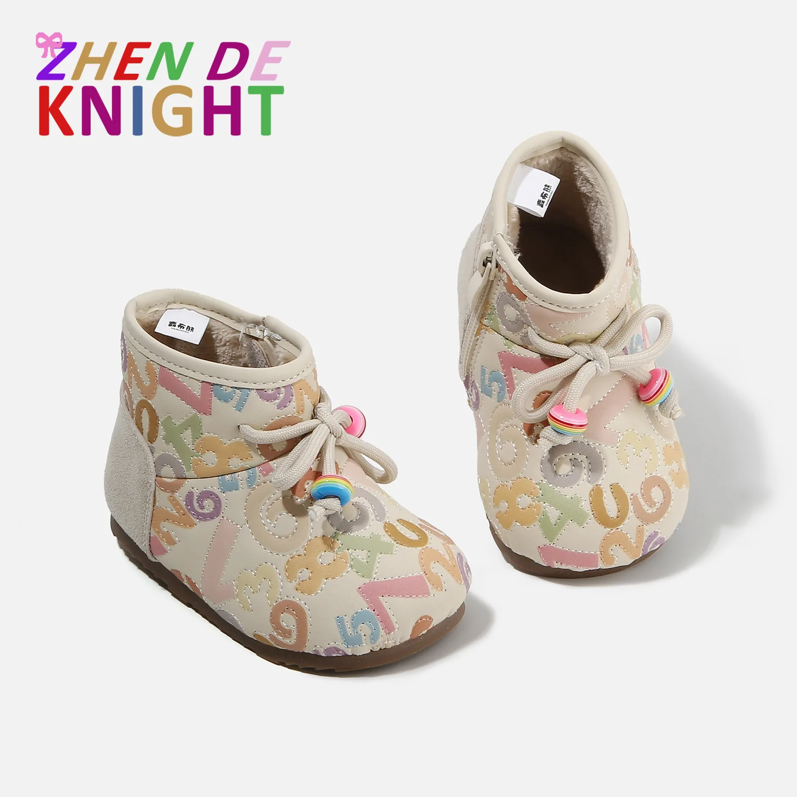 

Новые зимние зимние сапоги для девочек, противоскользящая хлопковая обувь на флисовой подкладке для малышей, ботильоны на мягкой подошве с цифровым украшением для маленьких девочек