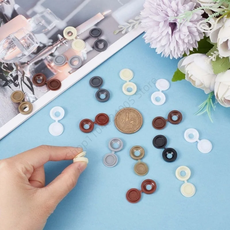 100Pcs Plastic Foldable Self Tapping Screw Bolt Nail Nut Decorative Cap Furniture Decorative Nuts Cover Furniture Hardware