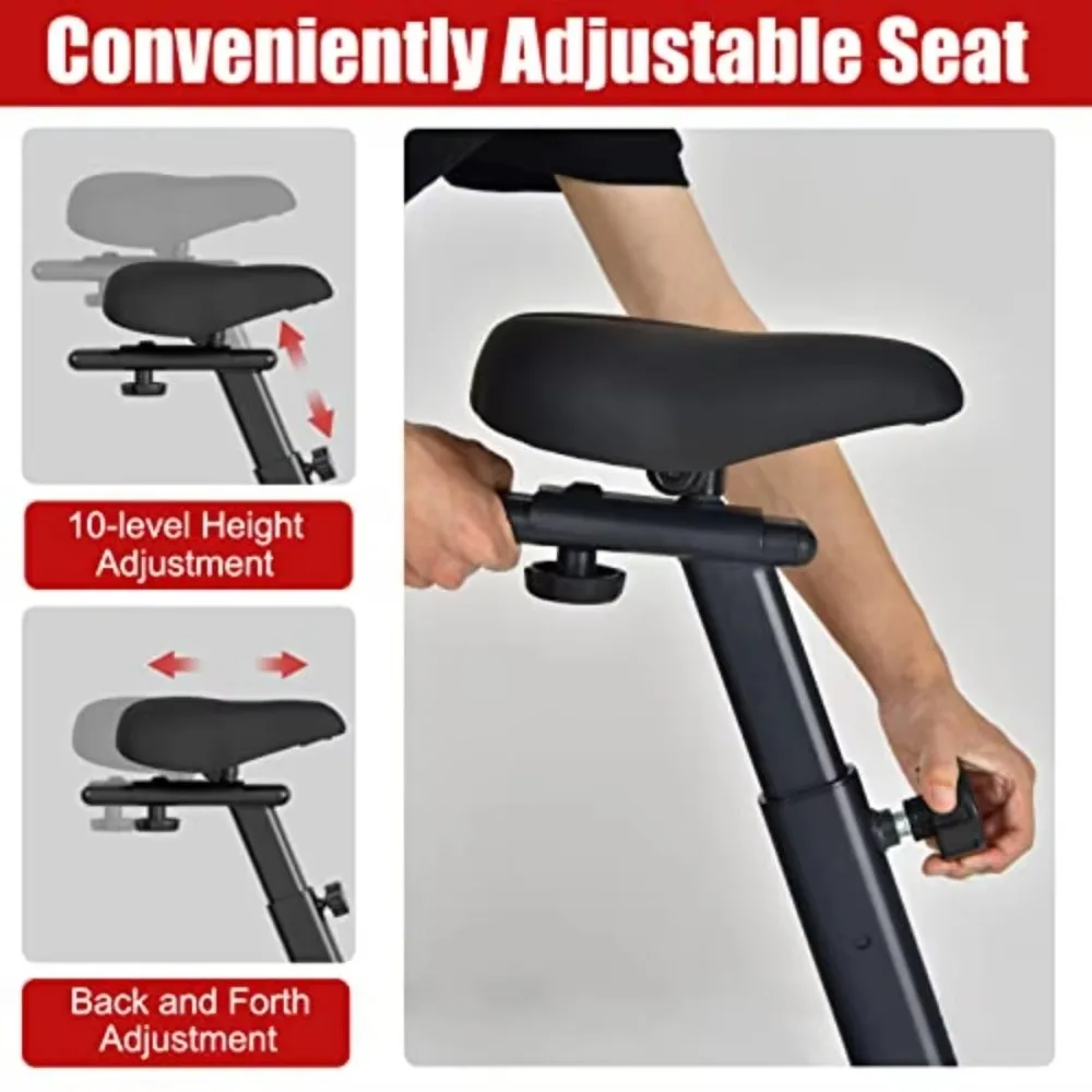 Upright Exercise Bike Air Resistance LCD Monitor Home Gym Cardio Workout Adjustable Phone Holder Stationary Cycling Equipment
