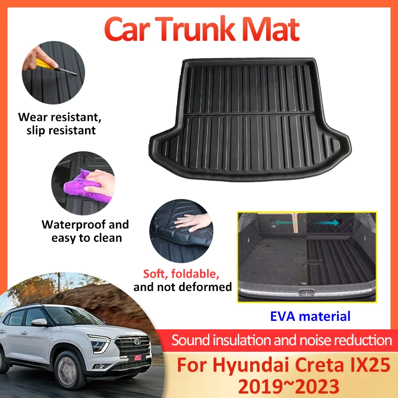 

For Hyundai Creta IX25 Cantus 2020 2021 2019~2023 Protect Tray Carpet Anti-Slip Floor Tray Liner Cargo Boot Carpet Accessories