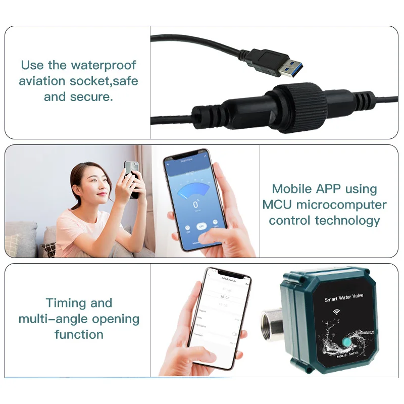 For Tuya WiFi Smart=Water Valve Remote Control Faucet Timer 2.4GHz Wireless Flow Management Stainless Steel DN15 DN20 DN25