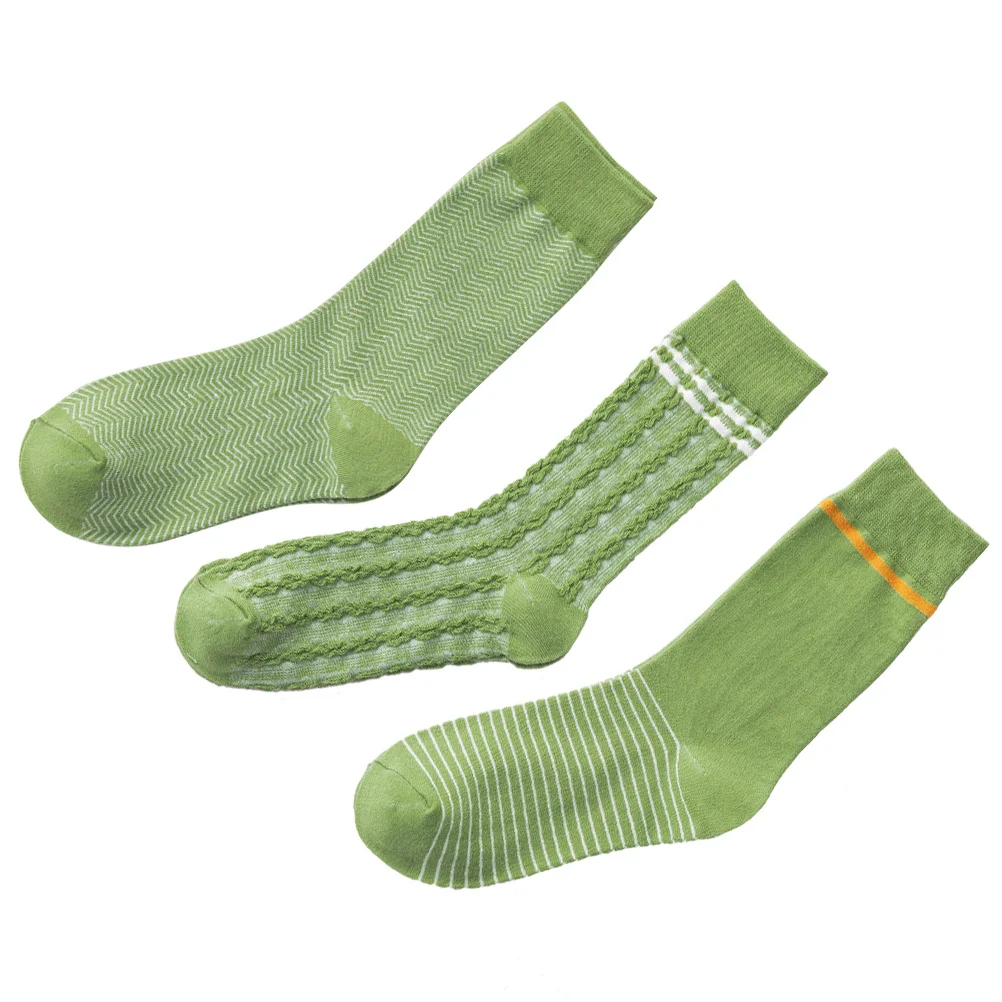 

3pcs 3 Pairs Cotton Socks For Women Plaid Design Medium Tube Soft Breathable Warm Creative Novelty Casual Wear Tube Socks