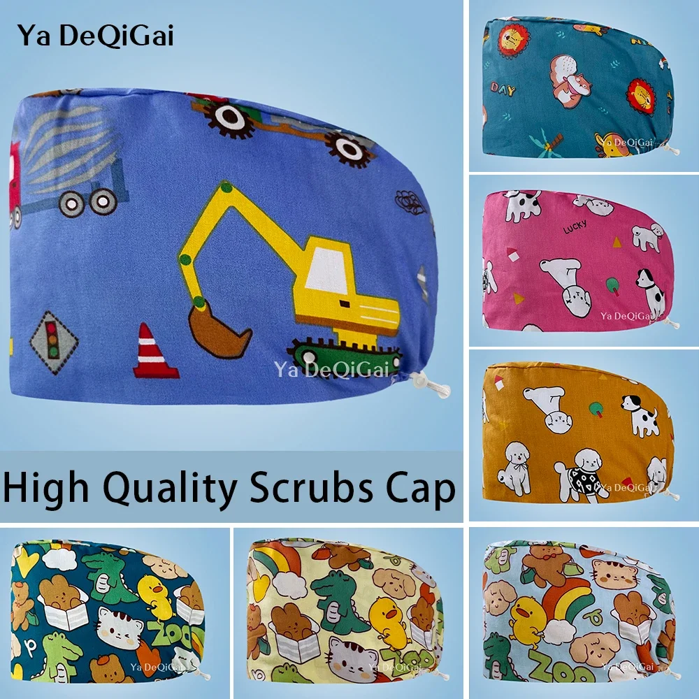 Scrub Nursing Cotton Nurse Floral Bouffant Sanitary Unisex Cartoon Printing Surgery Cap Confortable Phary Hat