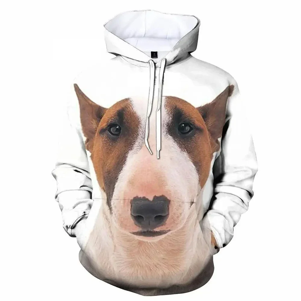 Fashion Bull Terrier 3d Printing Men's Women's And Children's Hoodie Casual Pet Dog Pattern Street Style Lightweight Top