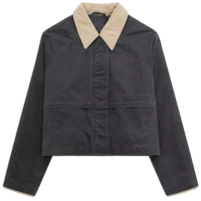 Wiosna 2024 Damska Uniwersalna Długa Woskowana Skórzana Kurtka Jaet Kolor Blo Kołnierz Odzież Wierzchnia Spódnica Prosty Krój Płaszcz