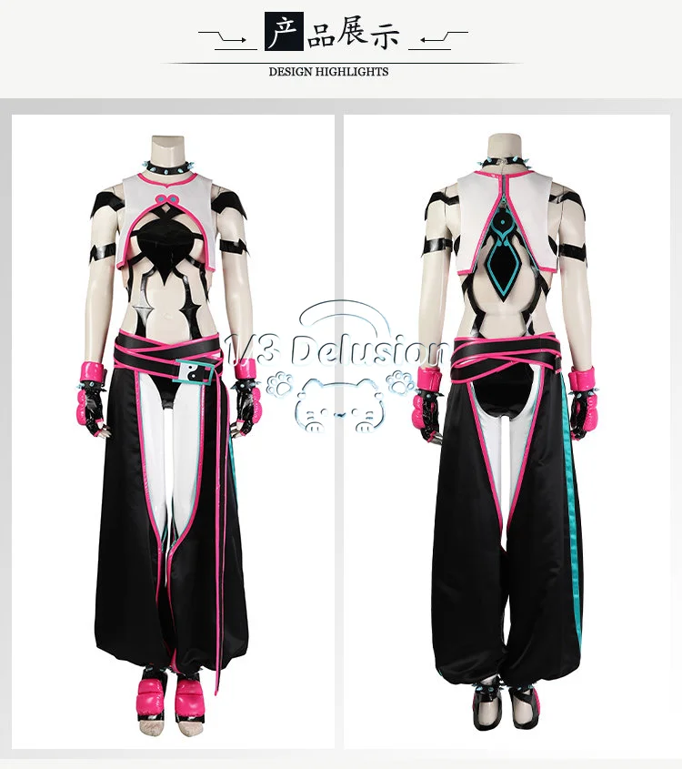 Anime game series: Street Fighter 6 Juri Han Cosplay Costume Women Game Same Style Cosplay Outfit Set Hallowen Play Role Clothes view 2