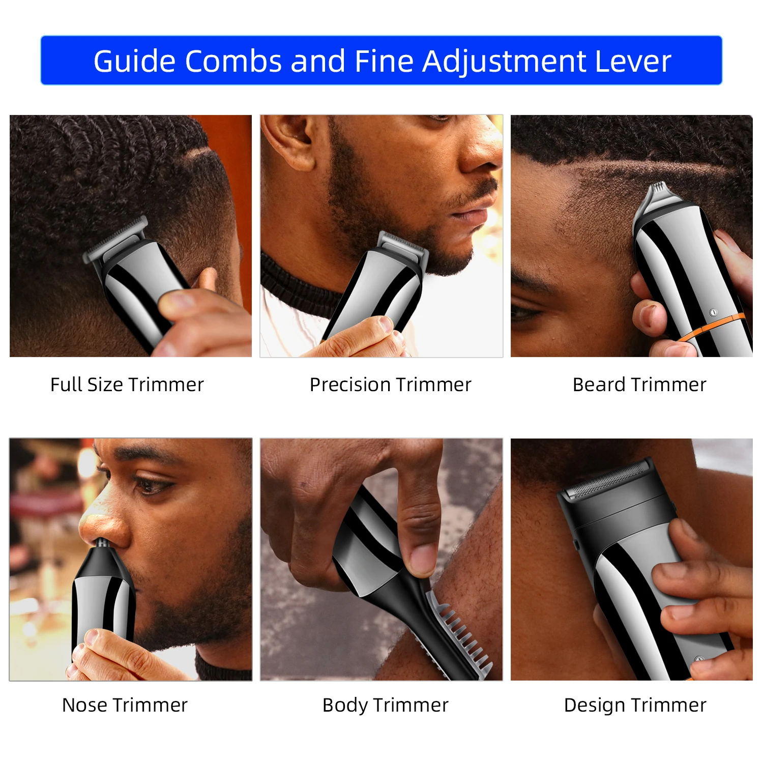 KIKIDO Rechargeable Digital Display 6 In 1 Hair Trimmer For Men Eyebrow Beard Trimmer Electric Hair Clipper Grooming Kit Haircut