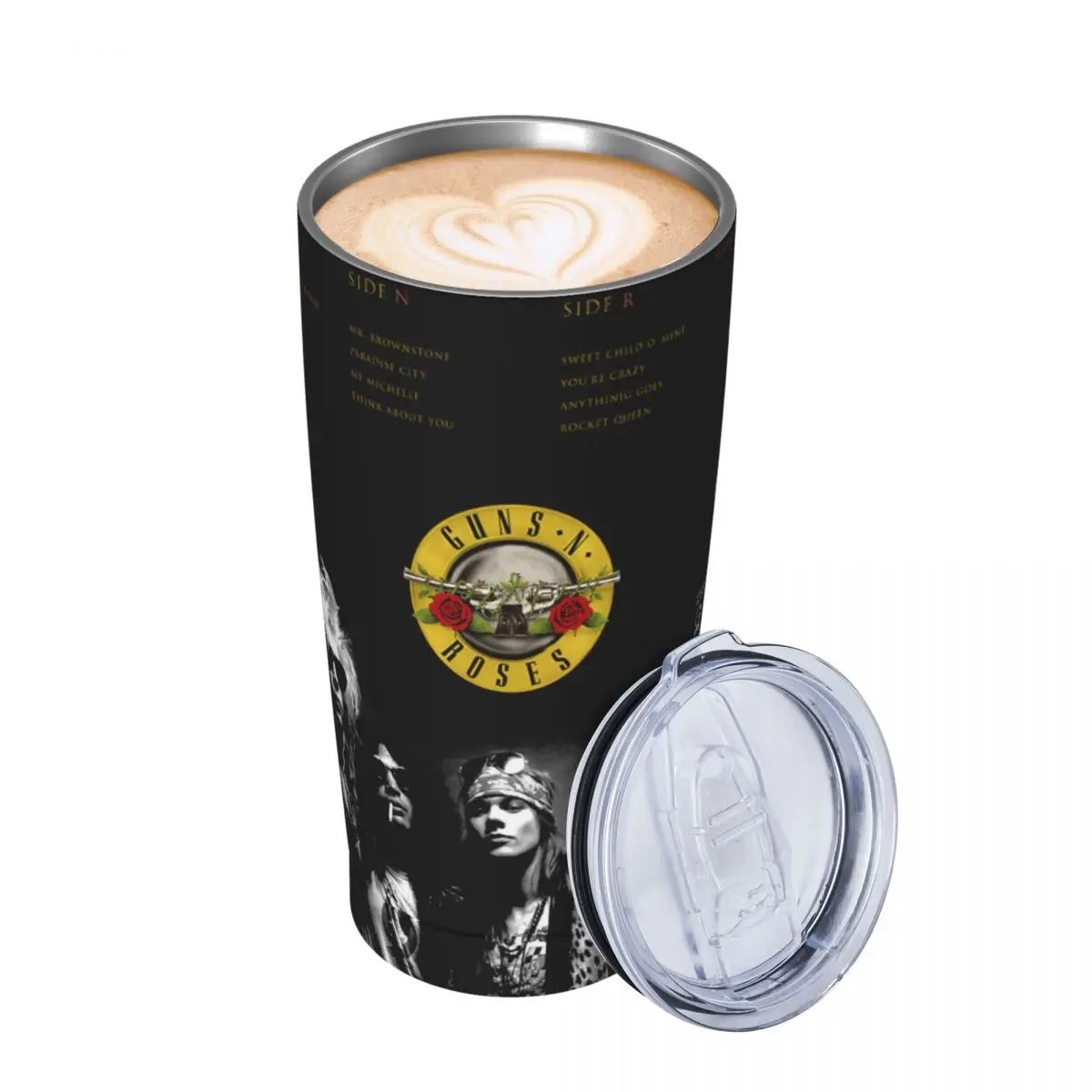 Guns N Roses Rock Band Tumbler With Straw And Lid Stainless Steel Cup Mugs Double Wall Vacuum Insulated for Cold and Hot 20oz