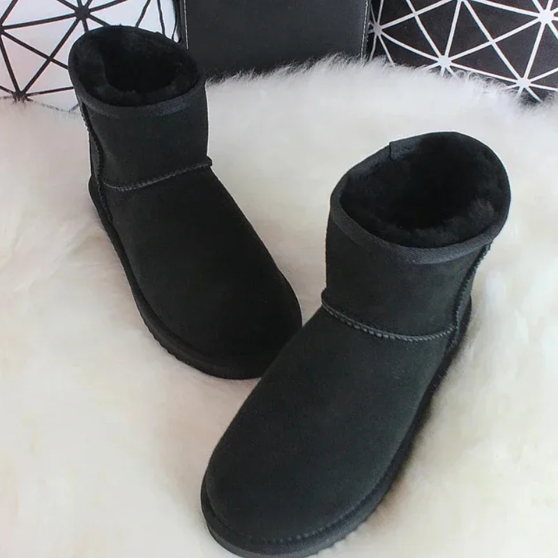 G&Zaco Luxury Mini Sheepskin Snow Boots Women Genuine Leather Short Boots Waterproof Wool Sheep Fur Boots Girl Winter Shoes