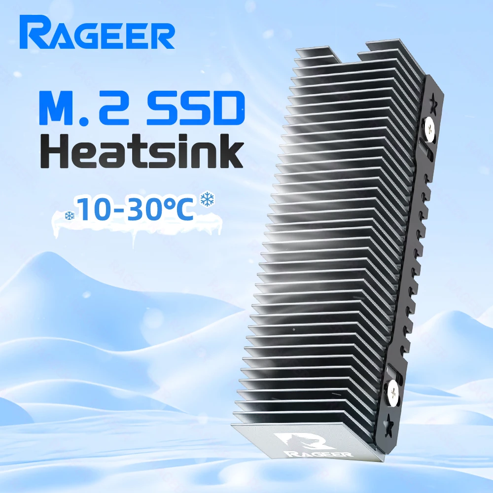 

RAGEER M.2 SSD Cooler, Heavy Duty Aluminum Convection Heat Sink, NVME NGFF Cooler, Passive Heat Sink with 38 Fins - FrostBlade 1