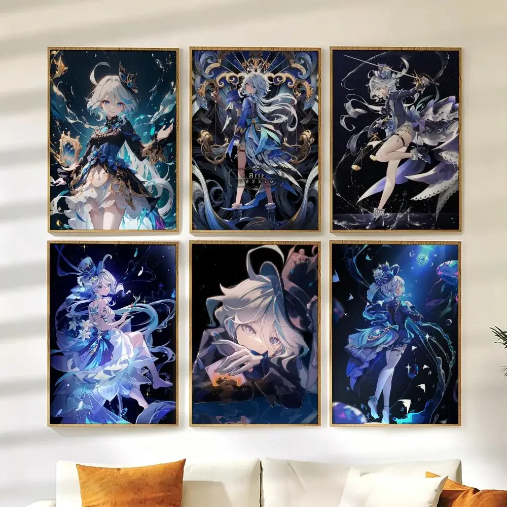 Genshin Impact Furina Poster WallHD Painting  Art Decals for Bedroom Living Room Home Decor