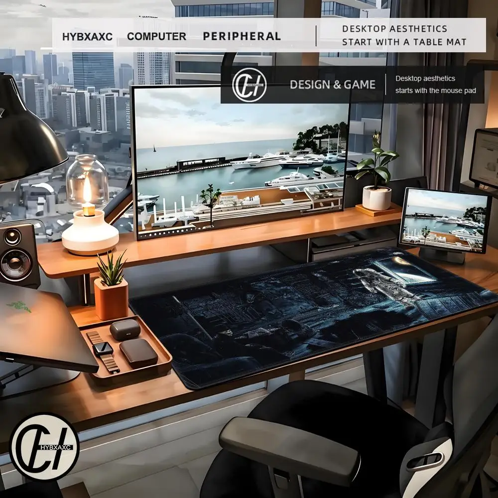 Astronaut Abandoned City Sci Fi Mouse Pad Cute HD Desk Pad Extended Gaming Keyboard Mats Large 90x40cm XXL Gamer Mousepad
