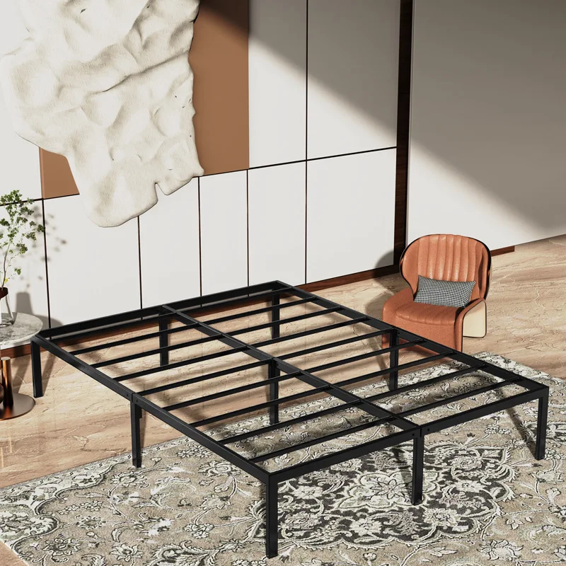 

Simple Iron Bed Frame 0.9m 1.2m 1.5m 1.6m 1.8m Italian Luxury No Headboard Double Bed Apartment Metal Bed