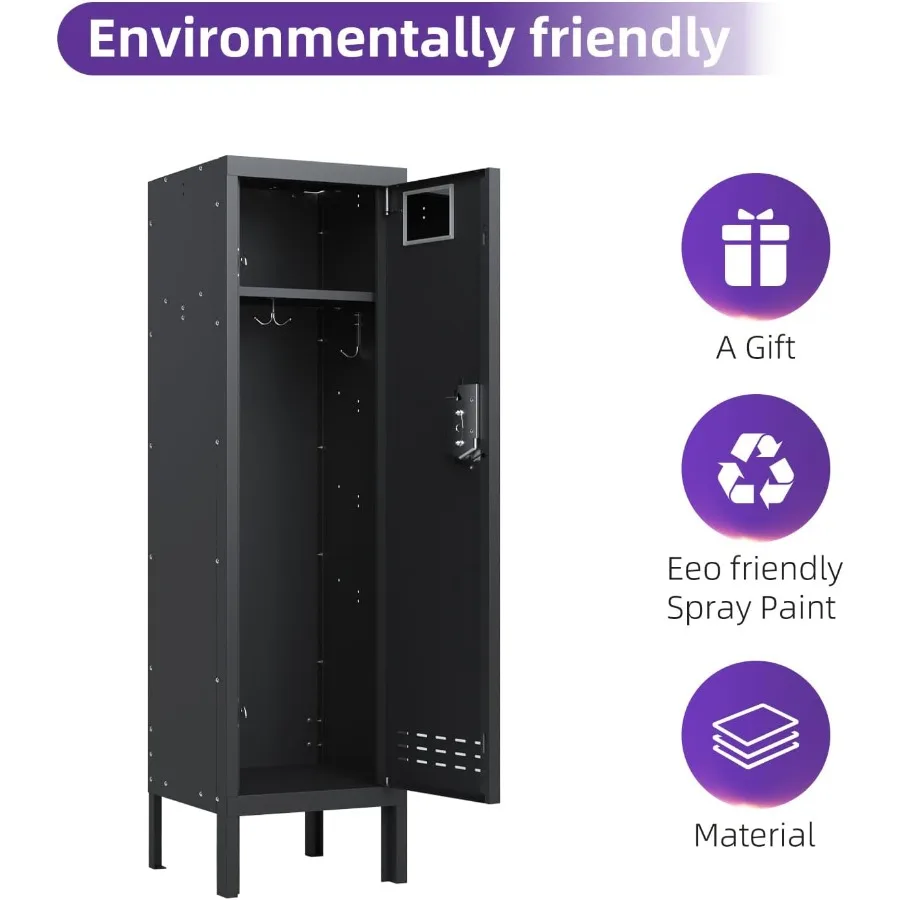 خزانة معدنية لتخزين المكاتب المنزلية وخزانة فولاذية قابلة للقفل مع باب 54 ارتفاع متعدد الأغراض للمنزل والمكتب والصالة الرياضية والمدرسة #5