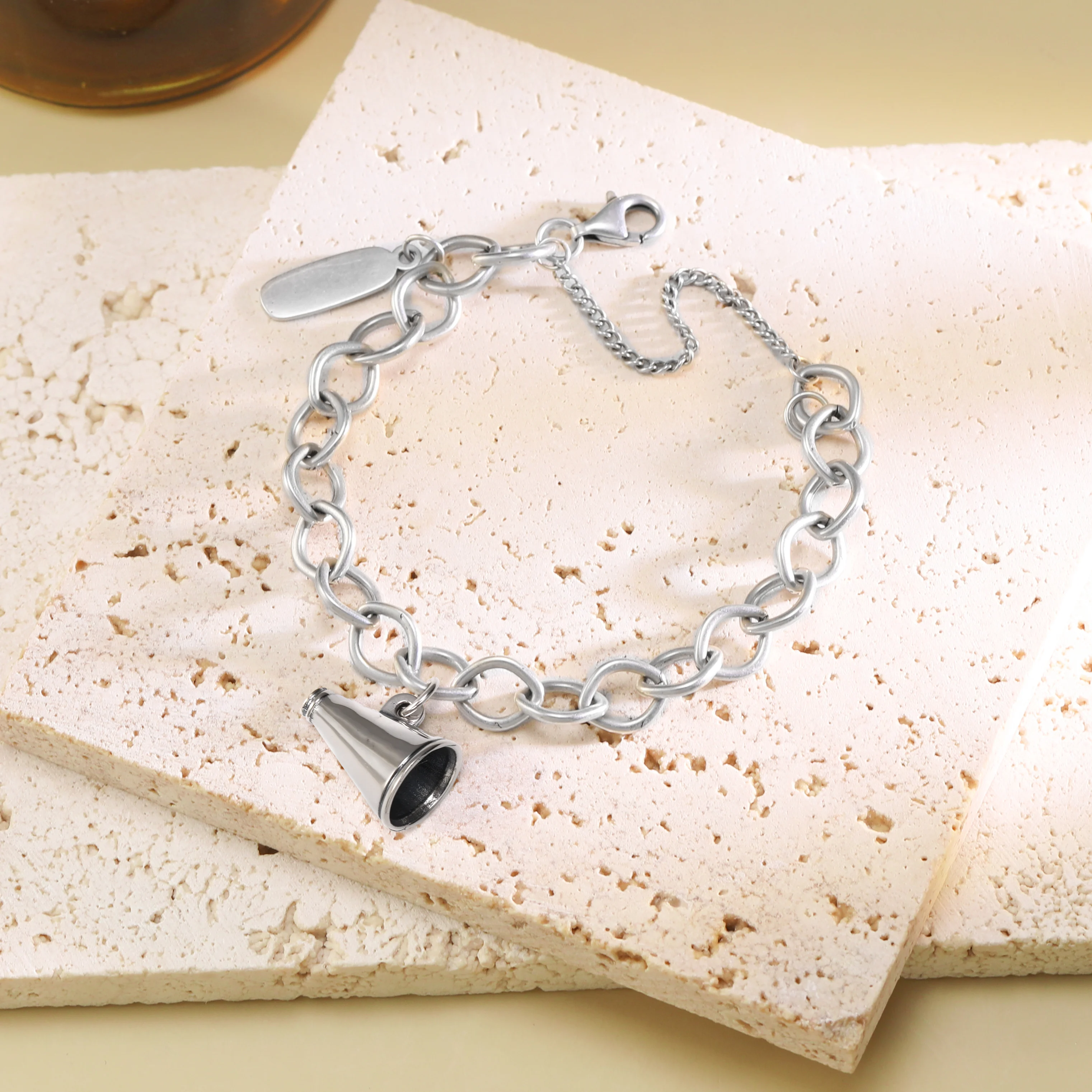 

Genuine 925 sterling silver James Avery Forged Link Charm Bracelet paired with Horn tube pendant