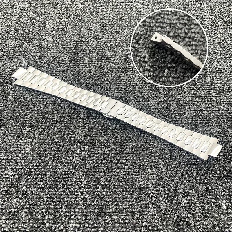 

Nautilus Series Watchband Convex Mouth Strap 316L Solid Steel Strap Double Press Butterfly Buckle Bracelet Silver NEW 13.1mm