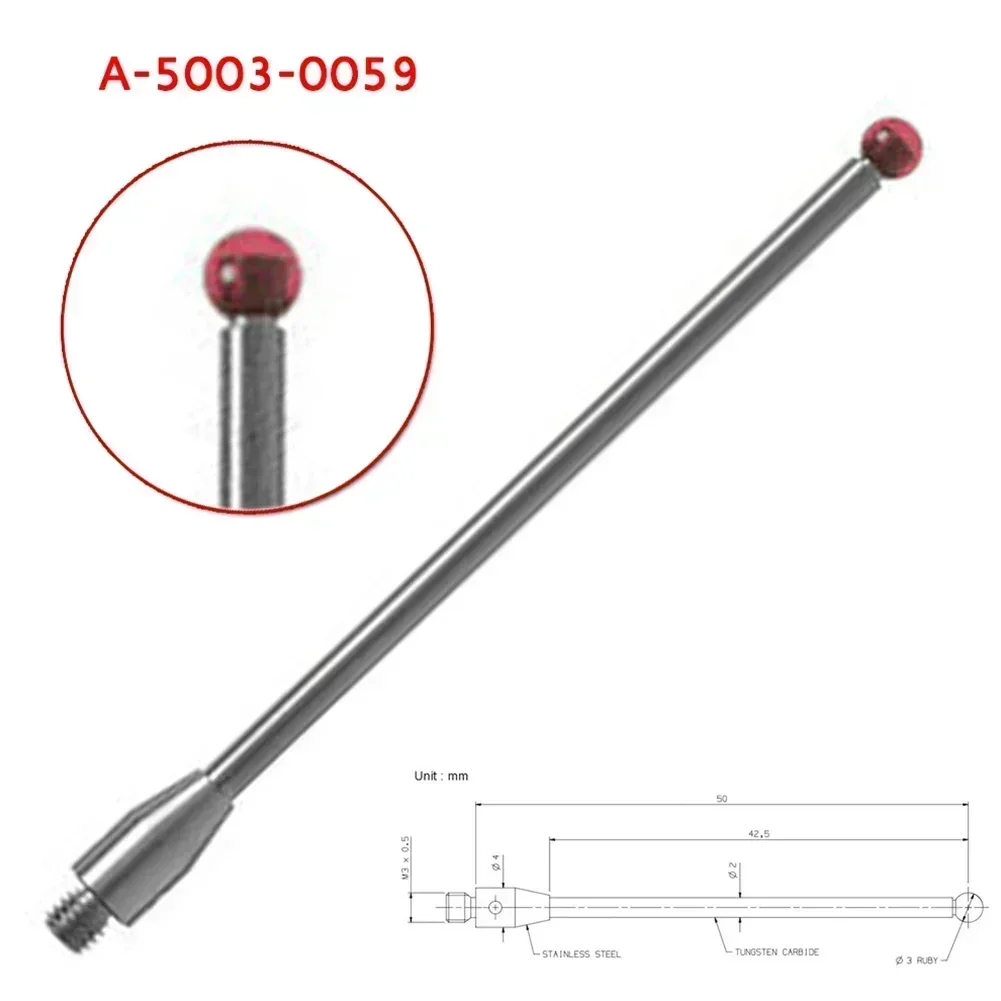 CMM Touch Probe Thread Probe Stylus 3mm  Ball Tips 50mm Long A-5003-0059 Tungsten Steel Touch Probe