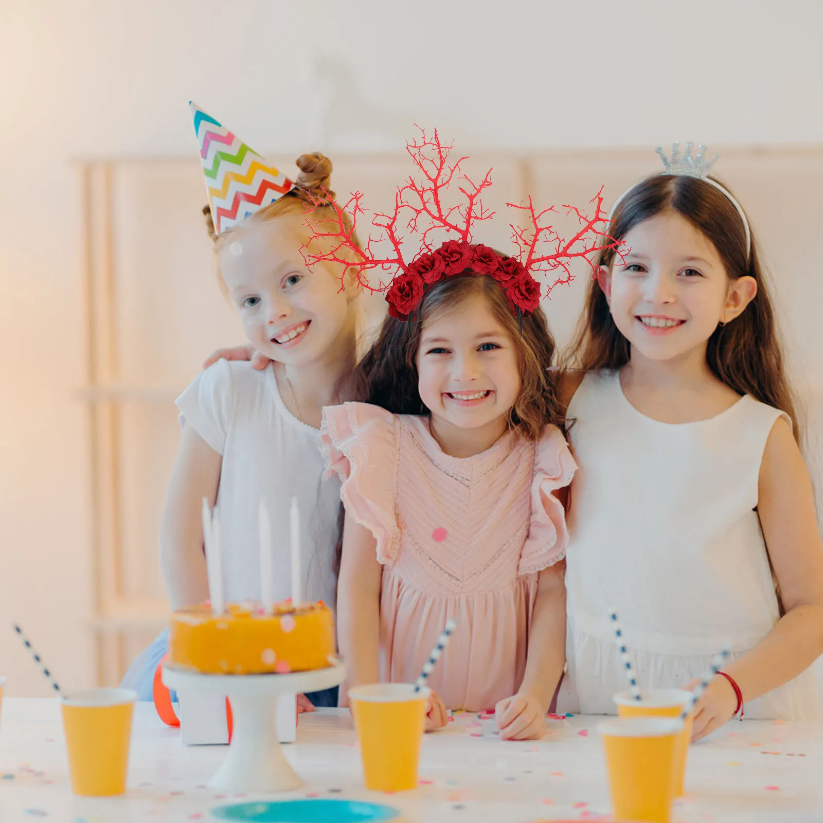 

Antlers Branches Headband Festival Hair Accessory Simulated Flower Cosplay Tree Branch Decorative Headpiece For Masquerade