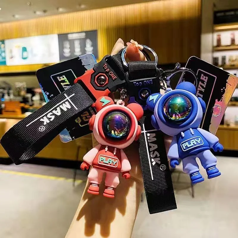 Cartoon Lightning Bear Keychain Cute Astronaut Bear Doll Keyring Bag Pendant Couple Car Keyholder Creative Bag Charm Accessories image 4