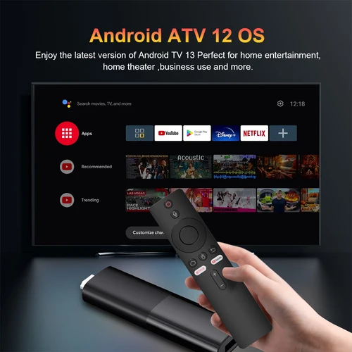 Imagen 2 del producto Velec Android 12 Smart Stick 8K reproductor multimedia de transmisión con control remoto por voz compatible con Netflix YouTube Google Allwinner H616 para TV HD