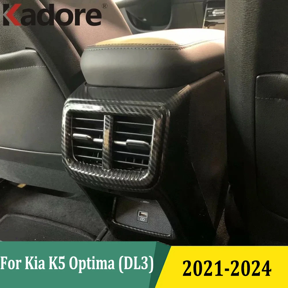 For Kia K5 Optima (DL3) 2021-2023 2024 Armrest Rear Air Conditonnal Vent Cover Trim AC Outlet Panel Accessories Carbon Fiber