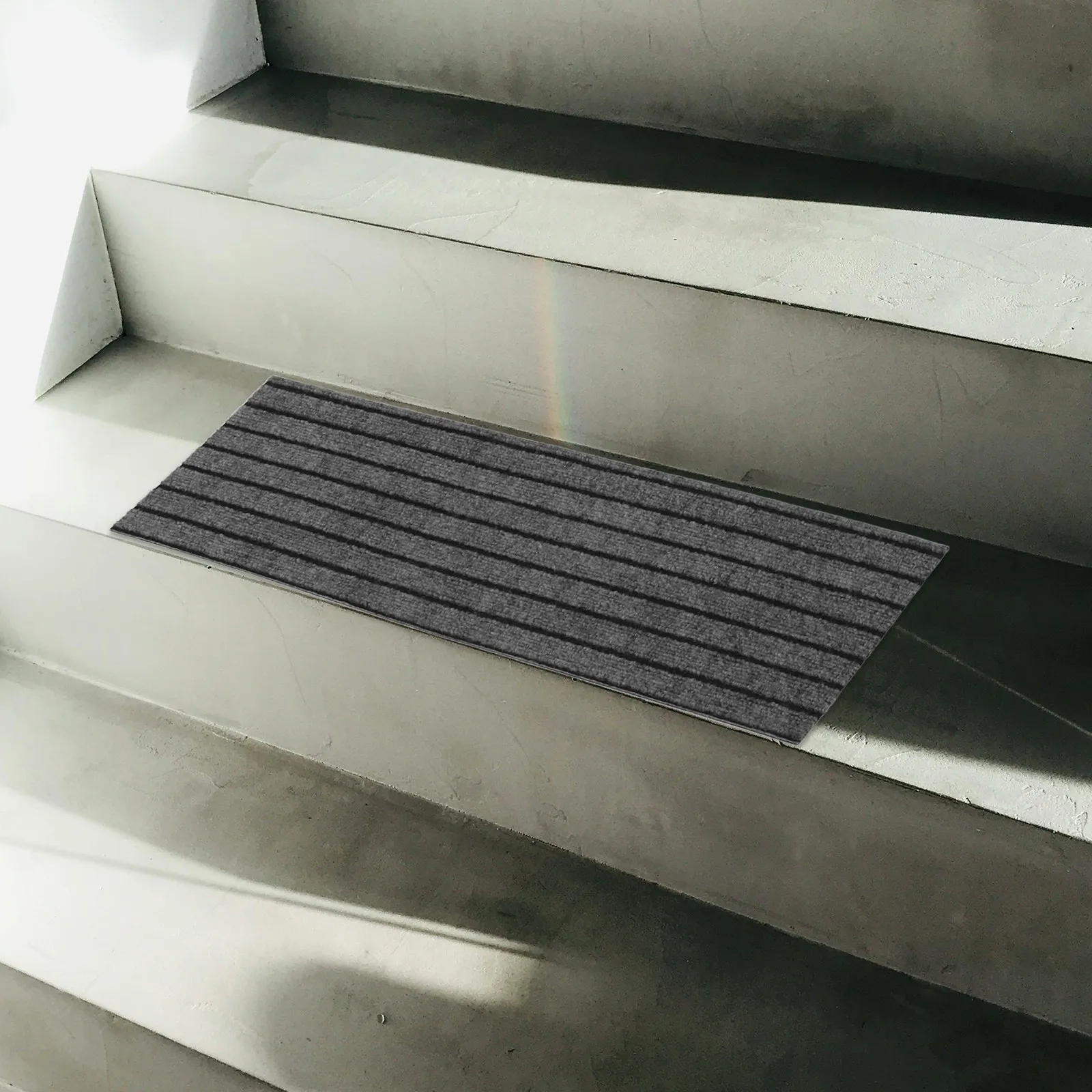 4pcs Non-Slip Self-Adhesive Stair Treads – Striped Carpet Step Mats for Outdoor & Commercial Entrance Safety, 31x9 in