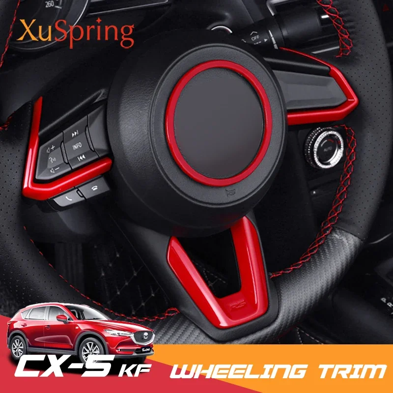 ABS Painting Steering Wheel Trim Stickers Decorative Circle Bezel Garnish For Mazda CX-5 CX5 2017-2022 2023 2024 KF Car-styling