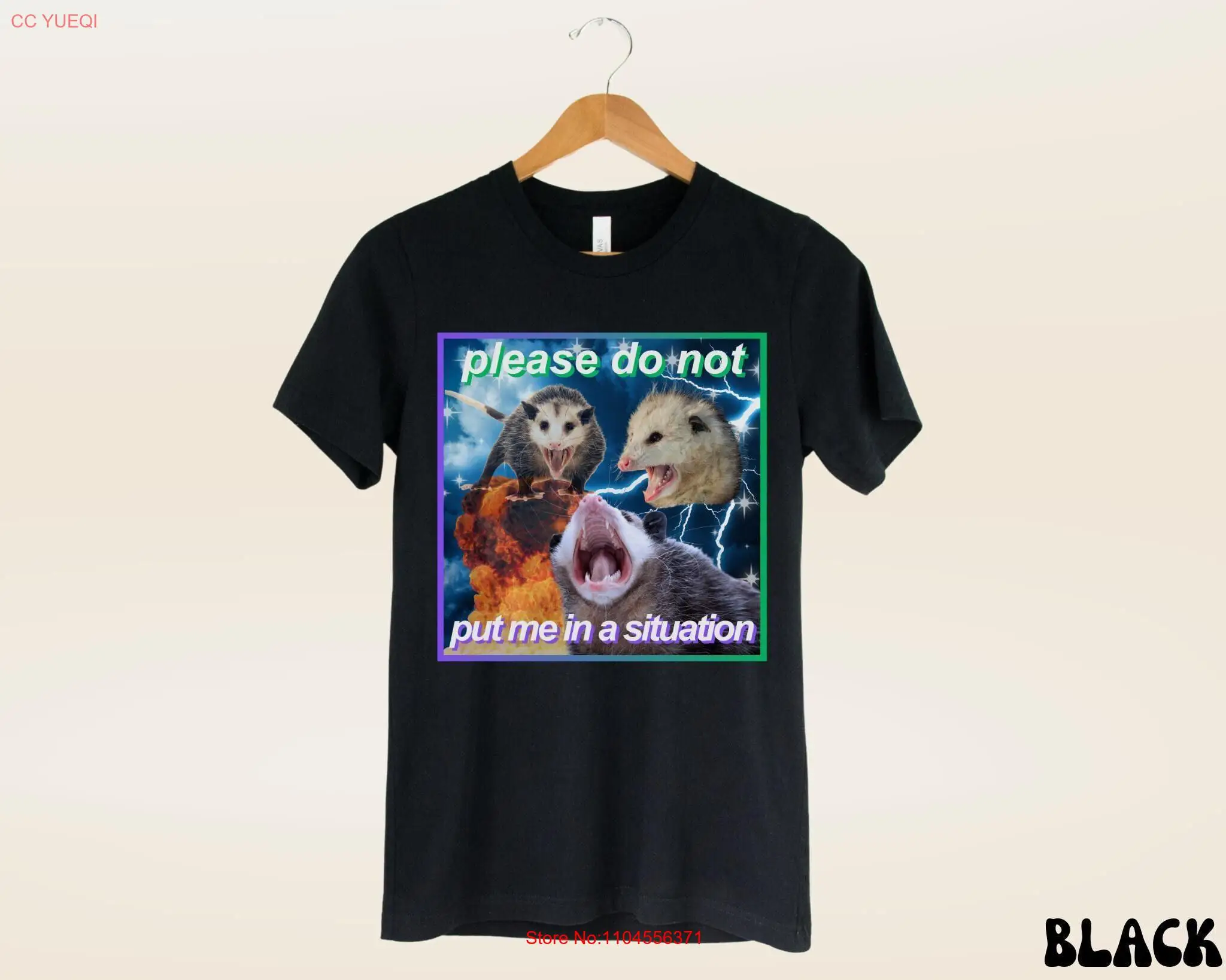 Opossum لا تضعني في حالة غير معززة ميمي تي شيرت مضحك الجنرال Z بوسوم 90s ريترو غريب الجرونج Cringey الفكاهة المظلمة