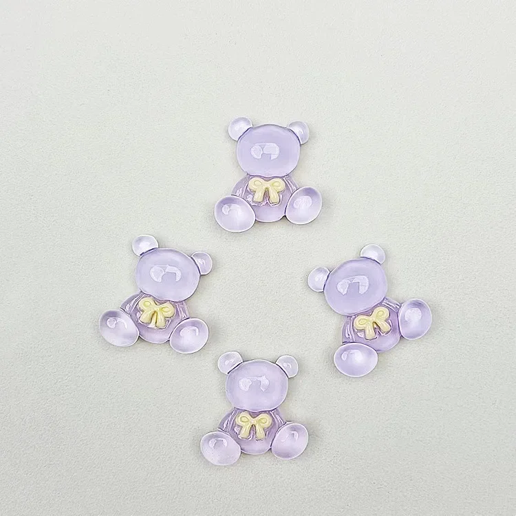 20pcs Jelly Transparent Bear Beads Cartoon Nail Accessories Stationery Mobile Phone Case Key Chain 2.4cm X 2.5cm Decoration