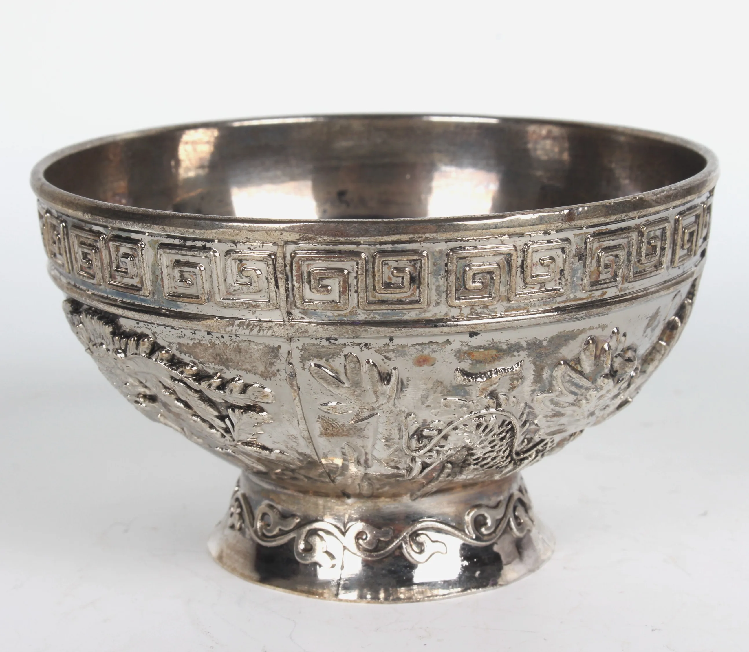 

Chinese Folk Collection Tibet - Silver Bowl Home decoration Ornaments Exhibits