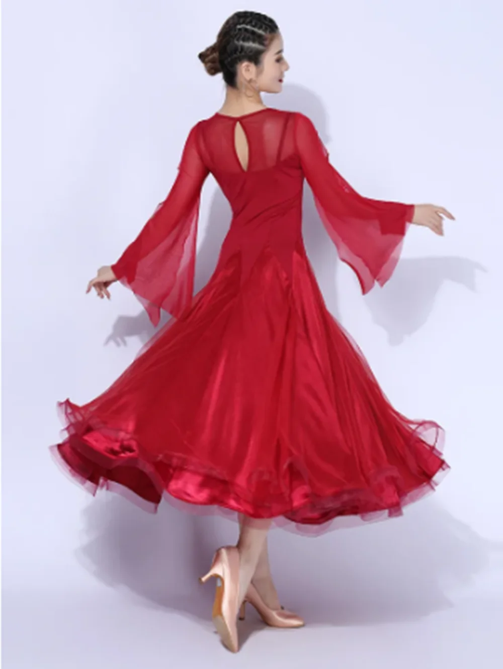 여성 볼룸 댄스 대회 드레스 왈츠 공연 의상 2 색 성인 댄스 파티 국가 표준 댄스 드레스 yj025
