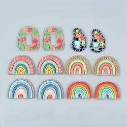 6pc Colorful Rainbow Acrylic Fruit Pattern Pendant Necklace For Women Men Earrings Pendant Elements Necklaces Diy Gifts Jewelry