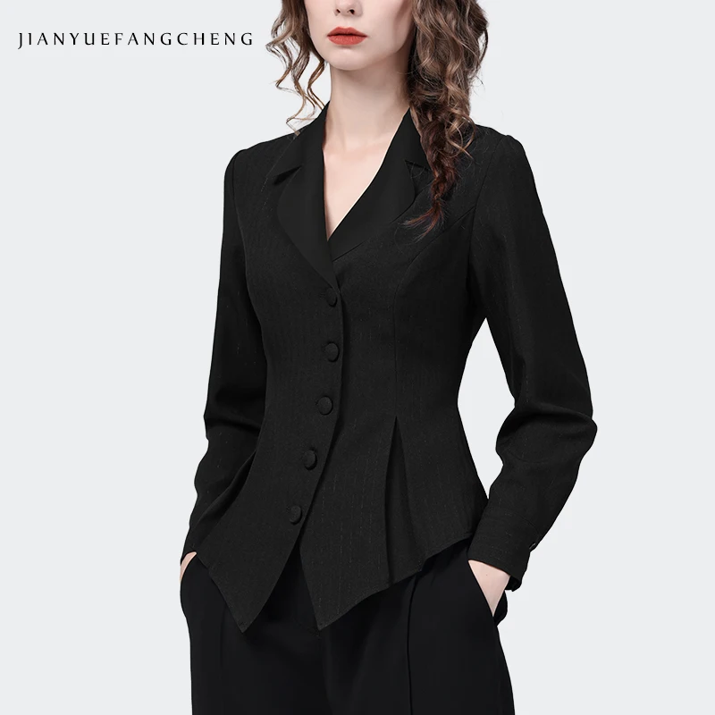 Fashion Lapel Collar Women\' Long Sleeve Shirt Elegant Slim Cinched Waist Tops 2024 Spring Summer Color-blocking Office Blouses