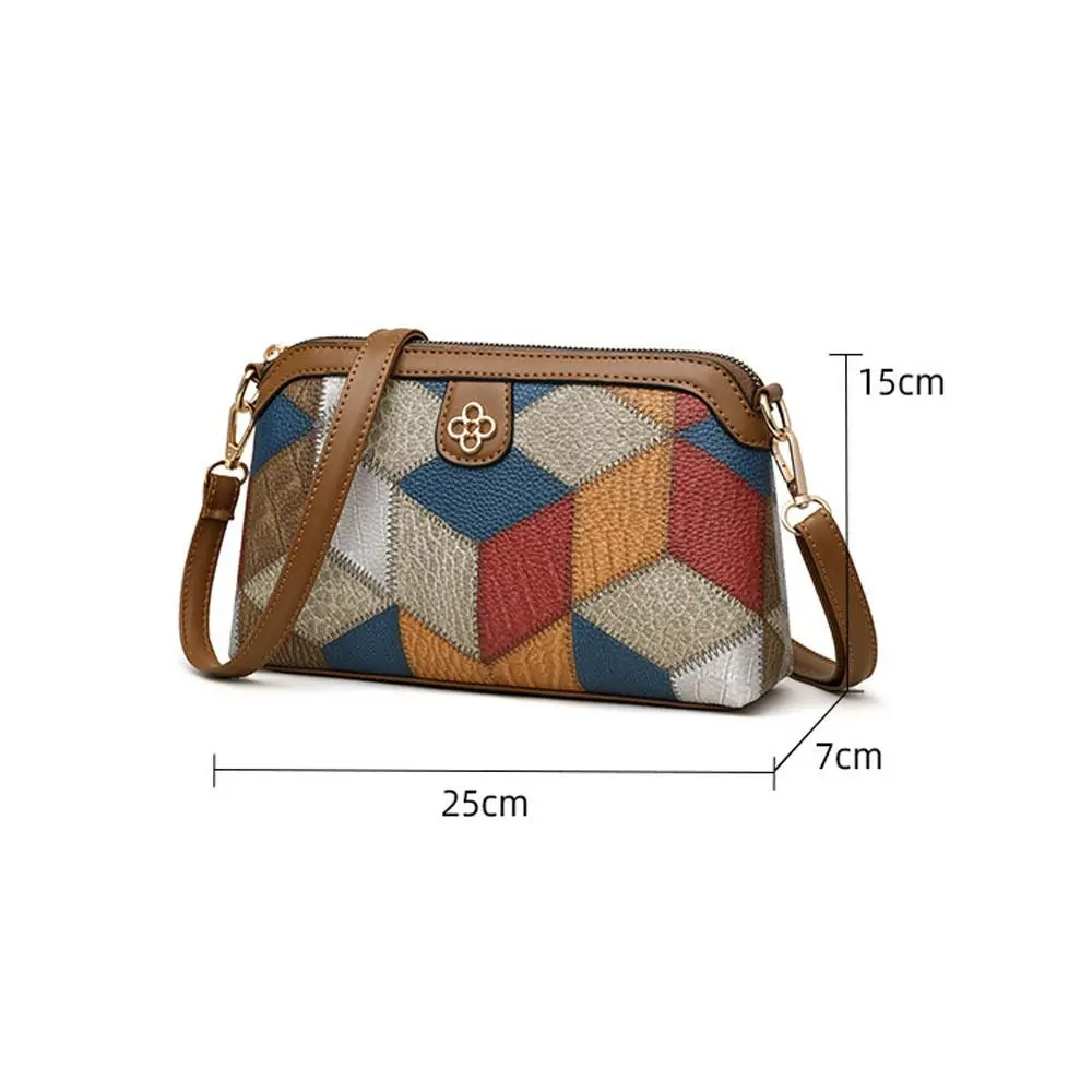 Nowy styl narodowy kolorowy patchwork torby Crossbody nieregularne szwy torebka ze skóry PU damska torba na ramię torba pod pachami