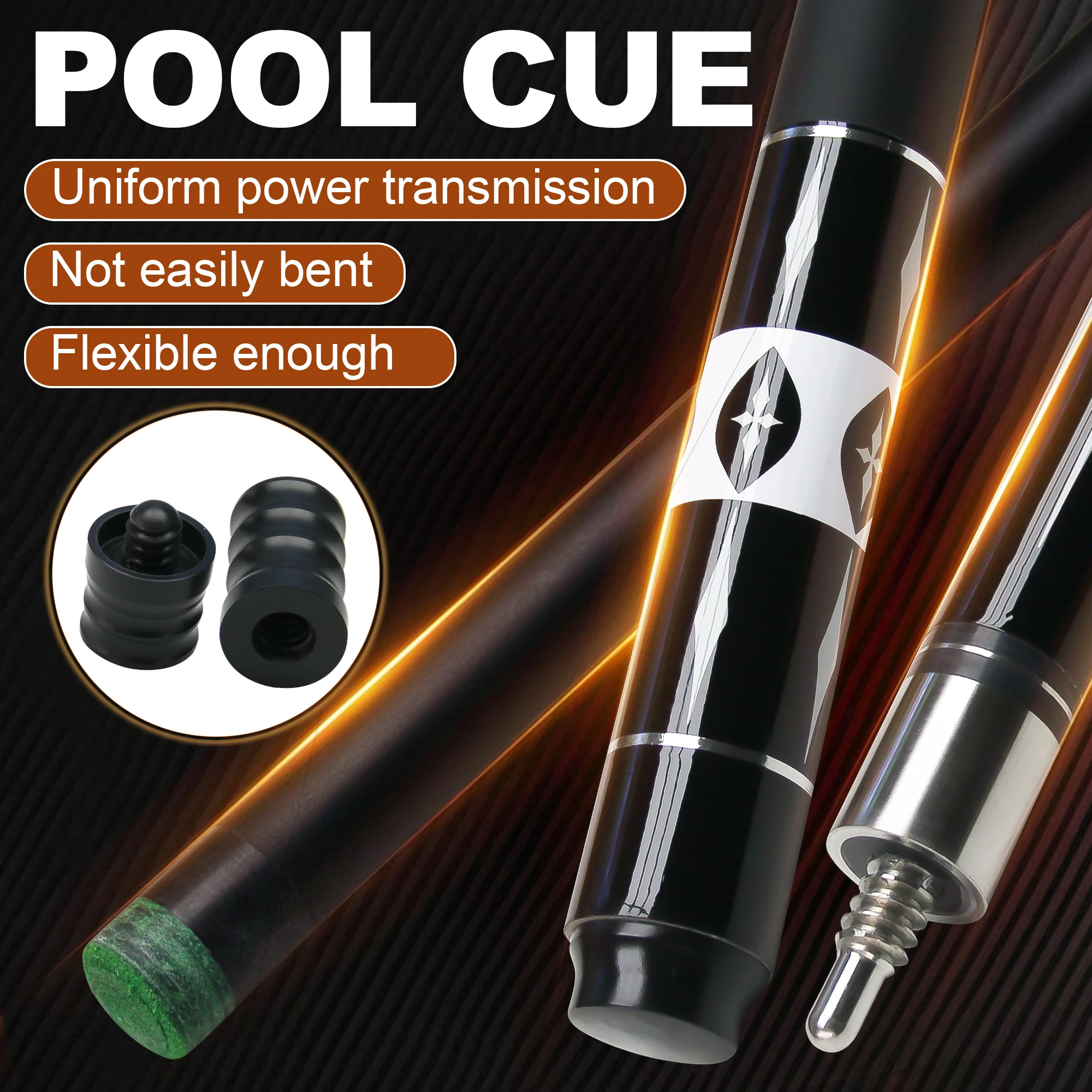 

Кий для бассейна, 12,5 мм, бильярдный кий из углеродного волокна, светочувствительная ручка, быстроблокирующееся соединение, 9 шаров/снукера/3 подушки, тако де купюр